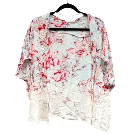 Mystree Floral Kimono Open Short Sleeve Cardigan Cover-up Size Small - Picture 1 of 4